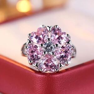 Coquette Style Promise Ring Pink Flower Design Size 7